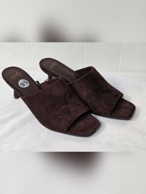 Jones New York Marlinda Womens Size 9.5 Brown Suede Open-Toe Kitten Heels